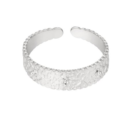 Ring i Rostfritt Stål med Elegant Tryck - Silver - Justerbar