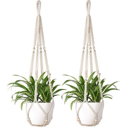 Kuumat käsintehdyt makramee-amppelit, 90 cm pitkät vedenpitävillä puuhelmillä, boheemi koru kotisi sisustukseen