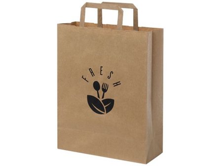 Papperspåse platt handtag brun M - Lyreco - Profilsortiment - Kassar och påsar - Papperskassar