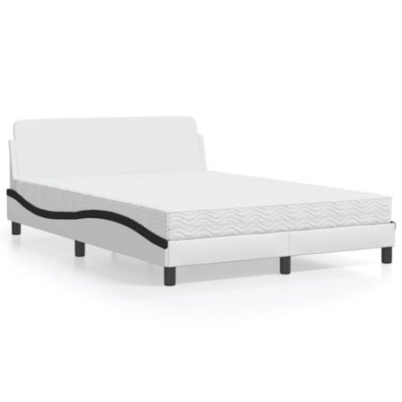 Bed with Mattress "Dover" White and Black 120x200 cm Faux Leather