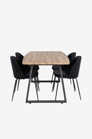 Venture Home - Spisegruppe Inca med 4 stk spisestoler Wrinkles - Brun - Spisegruppe 4 personer - Fra Homeroom