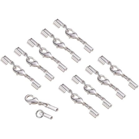 20 Set Brass Hummerklämmor Vikbara Sladdändar Avslutare Krympändar För Smyckestillverkning, Silver