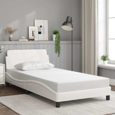 Bed Frame "Dover" White 100x203 cm Faux Leather