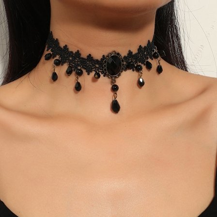 Svart Blonde Dusker Choker Halskjede - Boho Mote Ball Dainty Sexy Kroppskjede