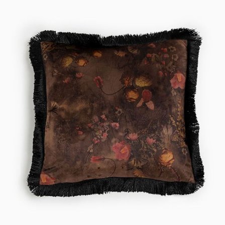 Dekorativ flerfarvet blomsterpude, 45x45 cm polyester