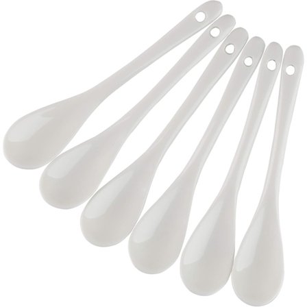 Porselenseggeskjeer for bløtkokte egg Kaffe Te Desserter Keramiske skjeer Sett med 6 (Eggeskjeer 6)