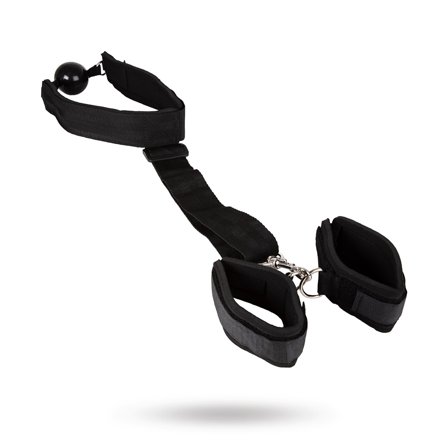 Ball Gag with Wrist Restraints - svart - Vuxen.se - Mouth gag, munkavel