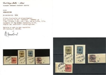 Danmark 1918 - AFA 85x-87x og 89x - Stemplet