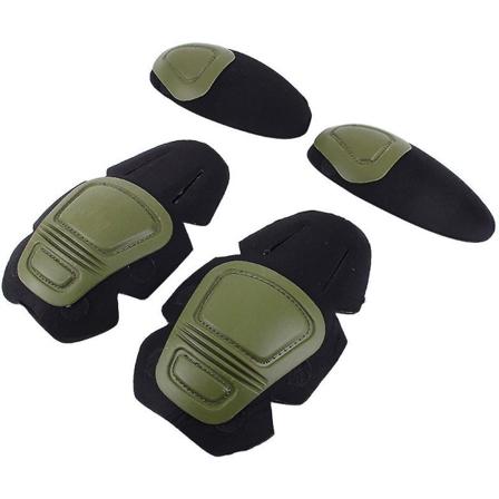 Taktiske Knæ- og Albuepuder til Paintball Airsoft Kampuniform Militær Sæt 2 Knæpuder og 2 Albuepuder/sæt