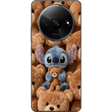 Kompatibelt Mobildeksel til Xiaomi Redmi A3 Stitch omgitt av brune teddybjørner med en liten teddybjørn i fanget i en søt og koselig kawaii-design