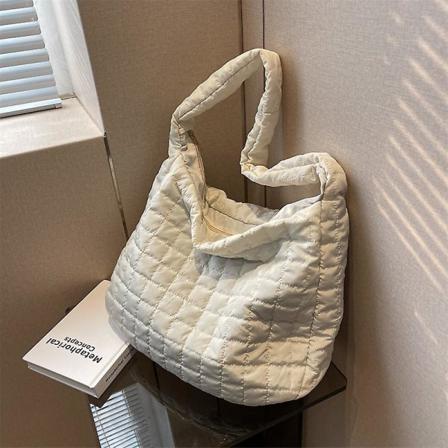 Casual tikkaus Naisten Ruudullinen Olkalaukku Muoti Naisten Suuri Tilavuus Matkalaukut Yksiväriset Naisten Kainalo Käsilaukut Valkoinen White
