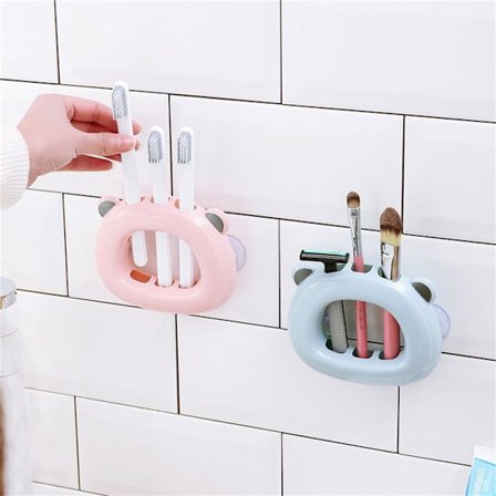 Väggmonterad tandborsthållare i plast för att hålla tandborstar torra, hemförbättring, björnformad tandborsthållare