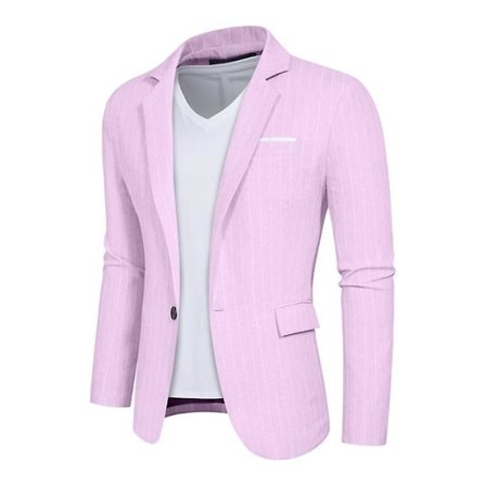 Herre Blazer Slim Fit Jakke, Enkeltspent Blazer med Én Knapp
