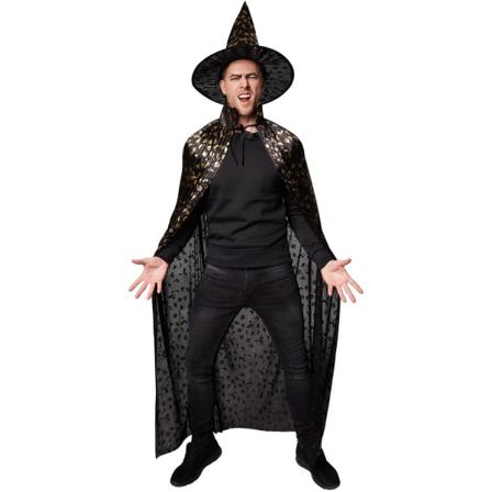 Tectake Hatt Och Cape Till Halloween För Vuxna - 150 Cm Svart
