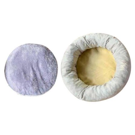 Katteseng med pude, ægformet, moderne minimalistisk, plys, smuds- og slidbestandig, størrelse S, 1 stk