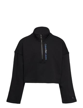 Ckj Logo Zip Up Hwk Sweatshirt Trøje Sort Calvin Klein