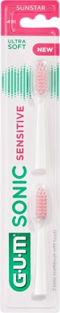 GUM Sonic Sensitive Tandbørstehoveder 2 stk hvid, Medicin & Pleje, Tandbørster, Børstehoveder