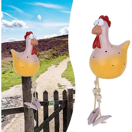 Hane Havepynt Harpiks Kylling Have Dekoration Dyrefigur Skulpturer, tegneserie Dyrestatue Dekorative Ornamenter (gul)