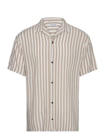 Jjjeff Resort Stripe Shirt Ss Relaxed Tops Shirts Short-sleeved Beige Jack & J S