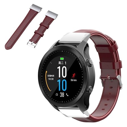 Garmin Fenix 6S Pro simple leather watch band - Wine Red