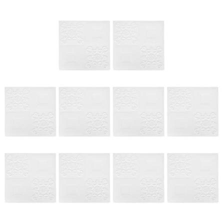 10 st 3D Konst Väggpaneler Snygga Träkorn Väggdekaler Utsökta Limmade Väggmålningar Vita 35X35X0.3CM White 35X35X0.3CM