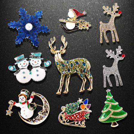 9st Utsökt Julbrosch Snögubbe Santa Claus Pin Smycken