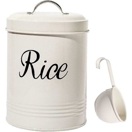 Hvit metall vintage dagligvare ris oppbevaringsboks 3l beholdere med