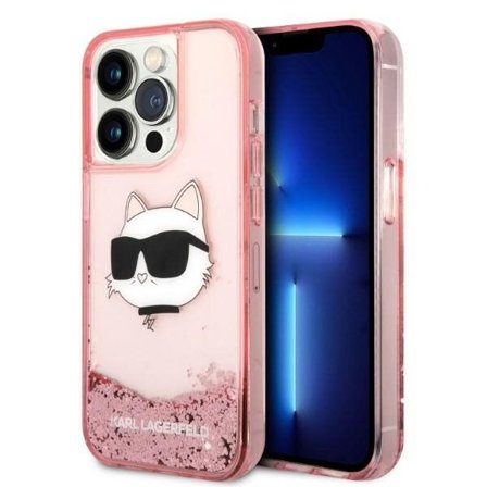 Karl Lagerfeld KLHCP14LLNCHCP iPhone 14 Pro 6.1" vaaleanpunainen kovakotelo Glitter Choupette