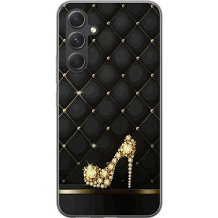 Yhteensopiva Puhelinkuori Samsung Galaxy S24 FE Kultainen korkeakorkoinen kenkä, jossa timantteja