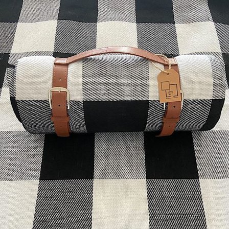 Sort og hvid - 200x200 Vandtæt Picnic Tæppe, Picnic Tabl