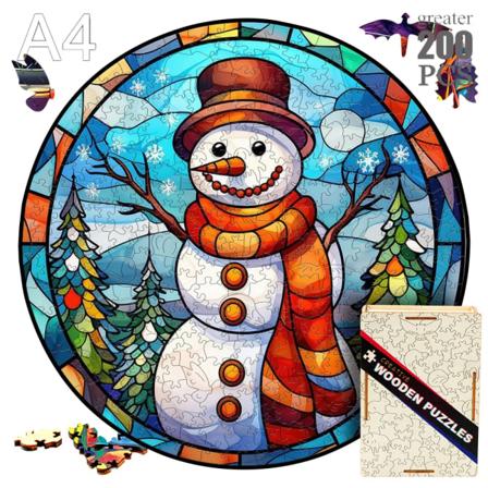 Träleksaker Montessori Snowman Christmas Älg Träpussel med trälåda 3d-pussel för vuxna Pedagogiskt YPAN-3543-A4