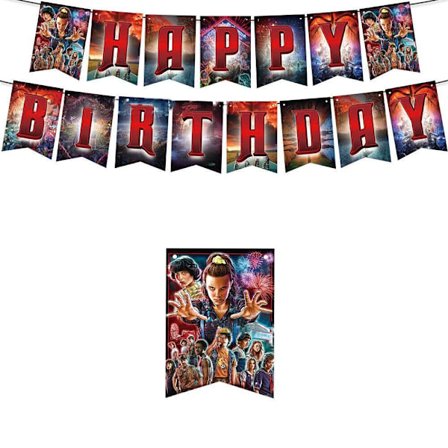 Stranger Things Bursdagsbanner Fest Bursdagsutstyr Romdekorasjon