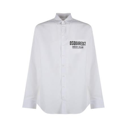 Dsquared2, Casual Shirts Wit, Heren, Maat:S,Cotton,print