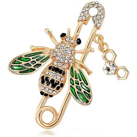 Brosch för kvinnor Emalj Crystal Bees Stor säkerhetsnål