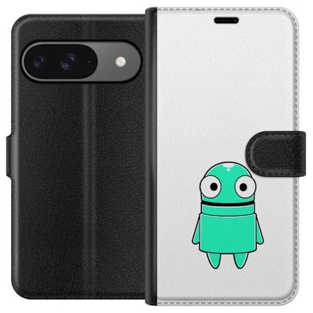 Kompatibel Tegnebogsetui til Google Google Pixel 9 Turkis tegneseriefigur med store øjne og en glad personlighed i enkel illustration