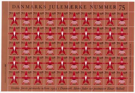 Danmark - Julemærkeark 1978 - Utakket på den venstre side - Ubrugt eller foldet