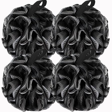 4-delt sett - Badebombe - Unisex eksfolierende svamp - Baderomstilbehør - 13*13*13 cm (Svart)