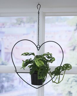 Sydämenmuotoinen amppeli ja irrotettava ruukku Musta