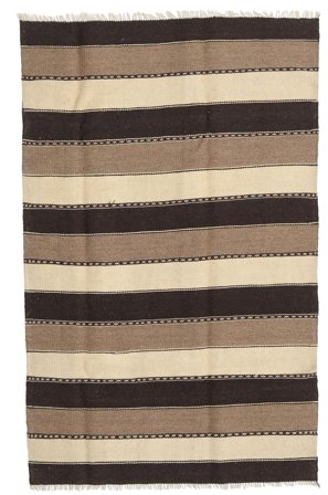 Håndvævet Kelim 120X192 Persisk Uldtæppe Brun/Beige Lille