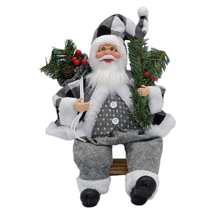 35cm Sittande jultomtar prydnader Delikat Fashionabla julkonstartiklar för sovrummet Black White Plaid