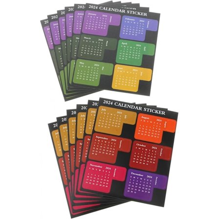 12 ark 2024 indeks klistremerker fargerik dekor notatbok faner papirpinne