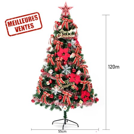 Juletræ - TECH DISCOUNT - 120 cm - Grøn - LED Dekorationskit - Indendørs/Udendørs