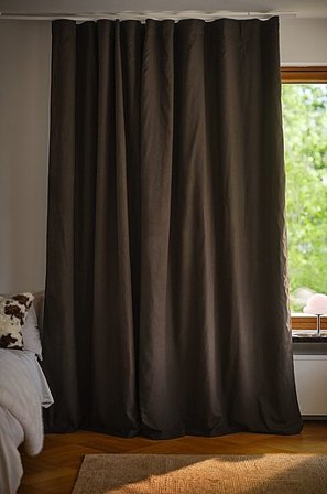 Jotex - Mørklægningsgardin Hør 1 Længde Ekstra Bred Chokoladebrun - MELANIE - Køb Mørklægningsgardiner hos Jotex