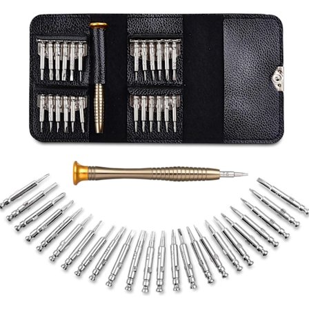 25-Delars Mini Verktygsset m Magnet för Glasögon Klockor Datorer Mobiler Smycken
