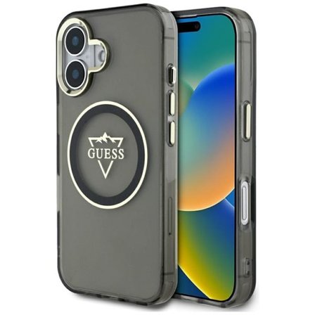 Guess IML Metal Mountain Logo MagSafe-etui til iPhone 16 - sort