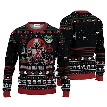 The Mandalorian Santalorian og Baby Yoda Stygg Julebgenser Star Wars God Jul Menn Genser Høst Vinter Dame Pullover stil 5