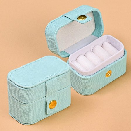 Smykkeskrin til ringe, Udsøgt smykkeskrin i læder - Blå