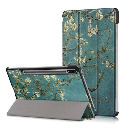Slim Fit Cover Fodral Till Samsung Galaxy Tab S7 FE / Tab S7 Plus / Tab S8+ - White Flowers