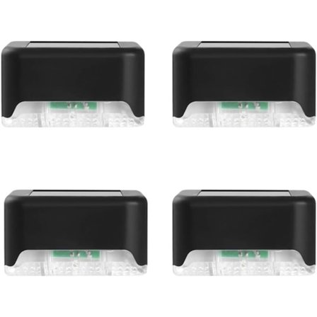 4 stk. LED solcelle trappe lys have solcelle dæklampe have dæklys udendørs vandtæt udvendig væg hegn landskab til terrasse