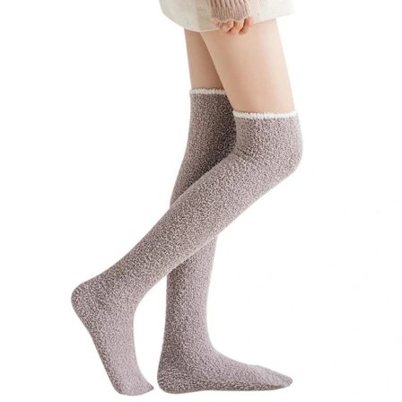 Knæhøye sokker, høye, myke sokker LETT KAFFE